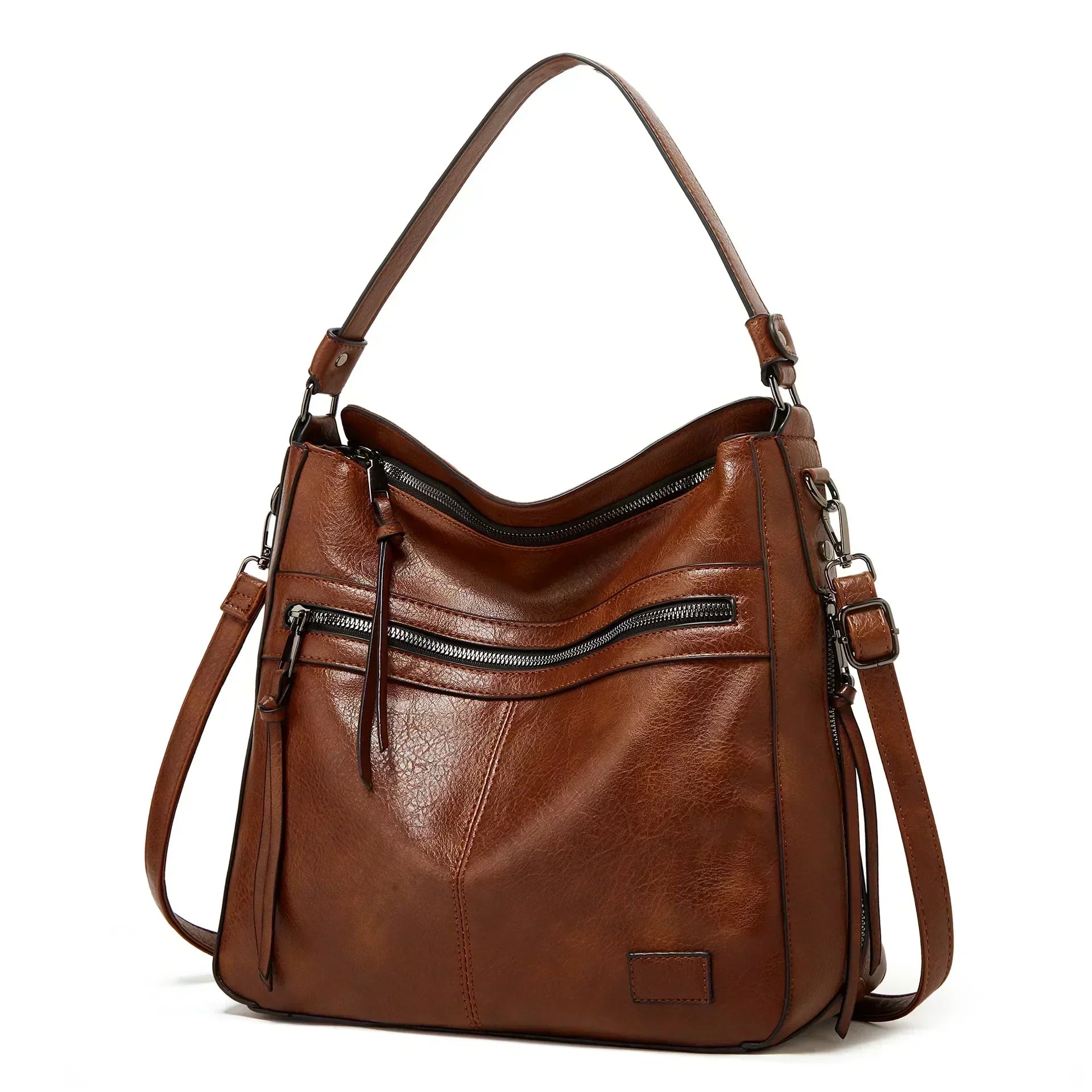 Maureen - Leather Slouchy Hobo Bag - Samberule