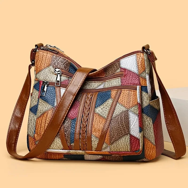 Pamela - Vegan Leather Patchwork Shoulder Bag - Samberule