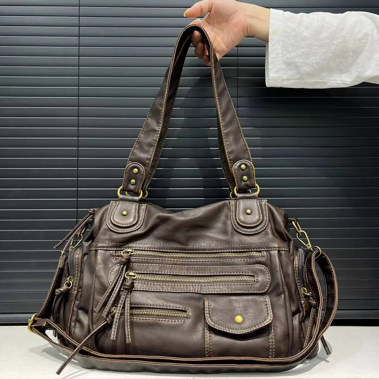 Brenda - Vegan Leather Shoulder Satchel Bag - Samberule