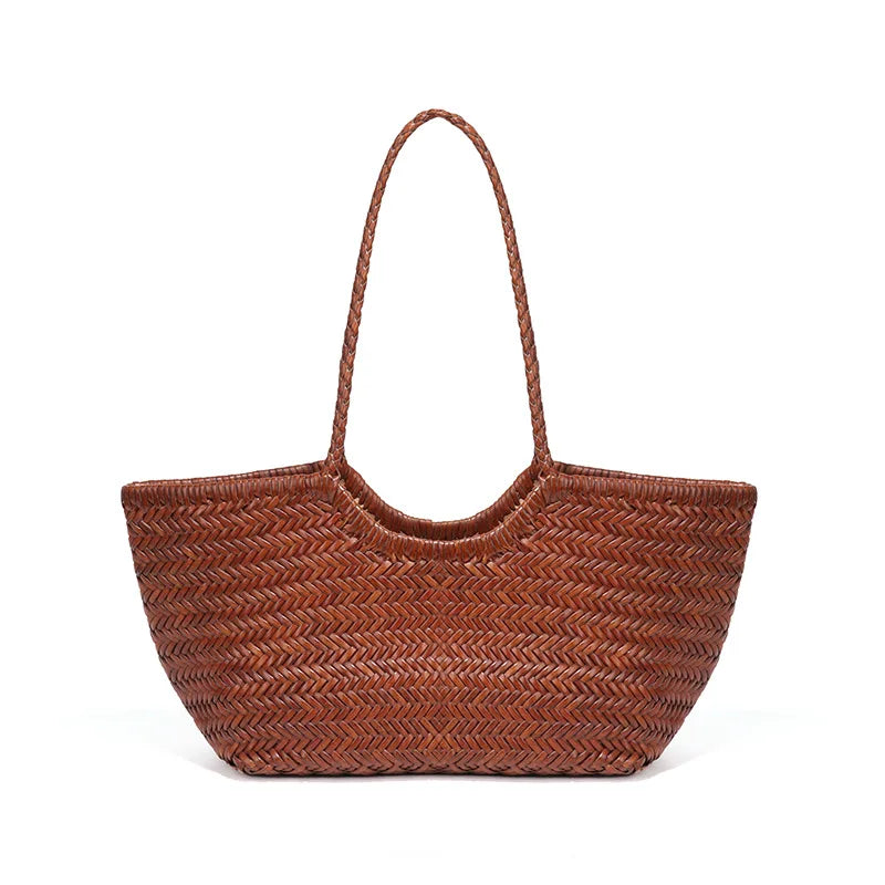 Kathy - Leather Woven Tote Bag - Samberule