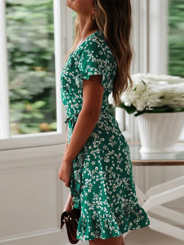 Gianna - Floral Wrap Mini Dress - Samberule