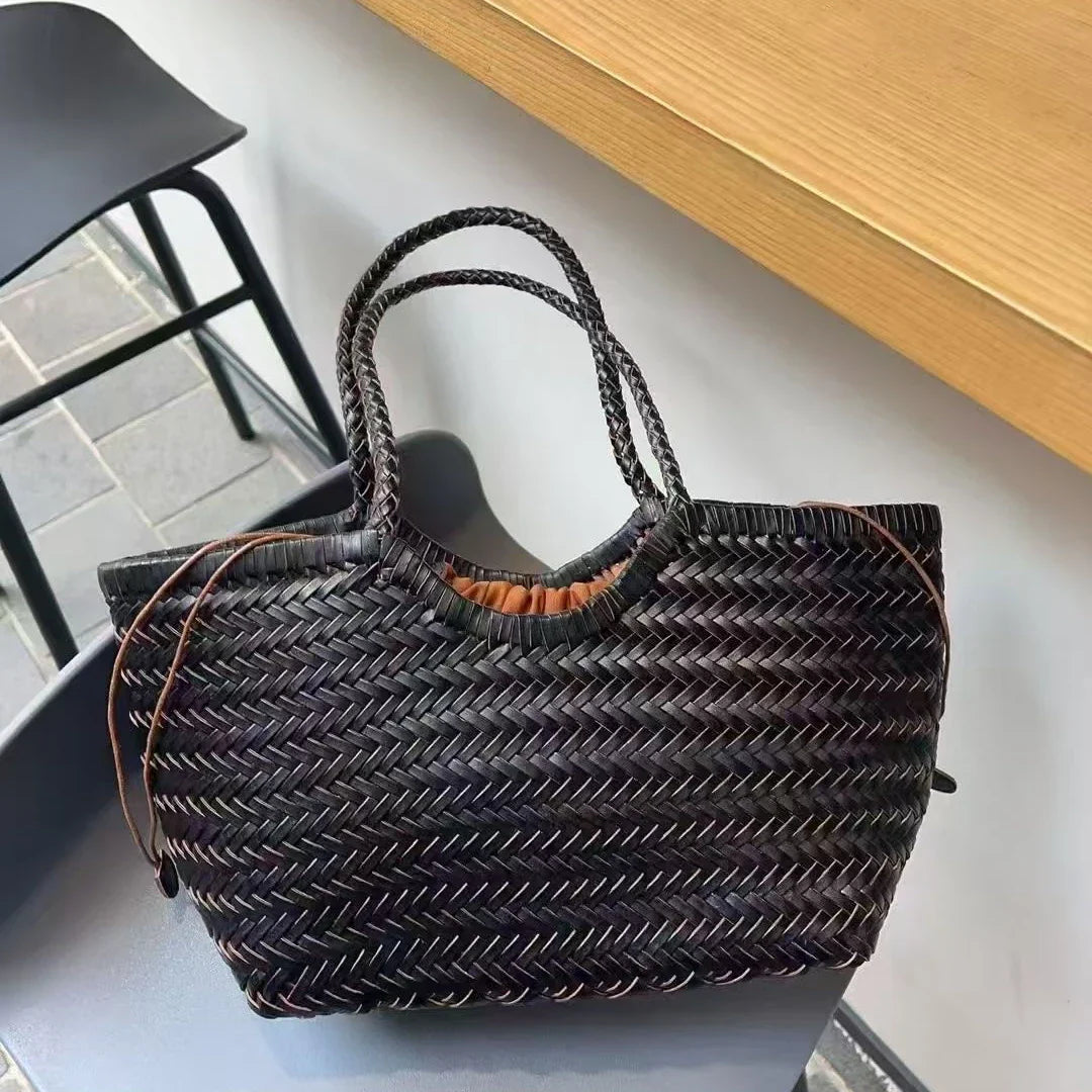 Kathy - Leather Woven Tote Bag - Samberule