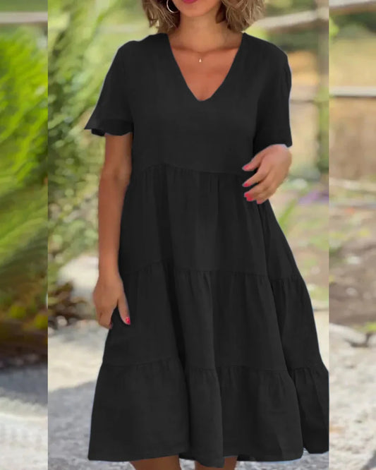 Julie - Tiered V-Neck Dress - Samberule