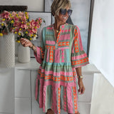 Sofia - Boho Patch Midi Dress - Samberule
