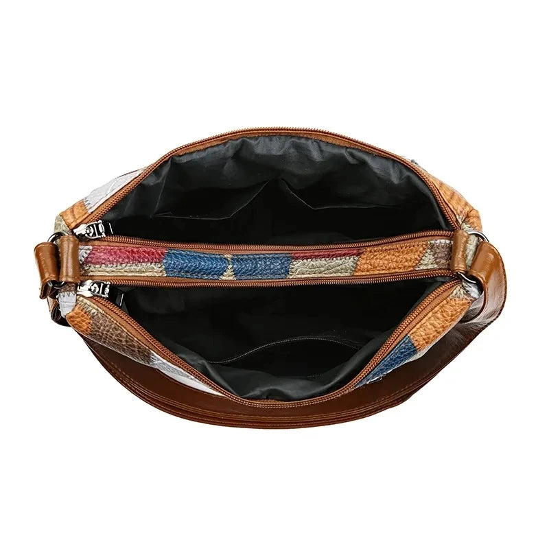 Pamela - Vegan Leather Patchwork Shoulder Bag - Samberule
