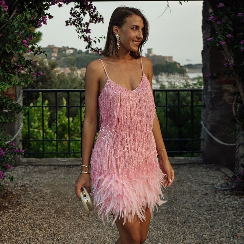 Lena - Glamorous Sequin Cocktail Dress - Samberule