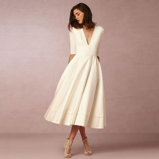 Harper | Women’s Elegant Flowing Midi Dress - Samberule