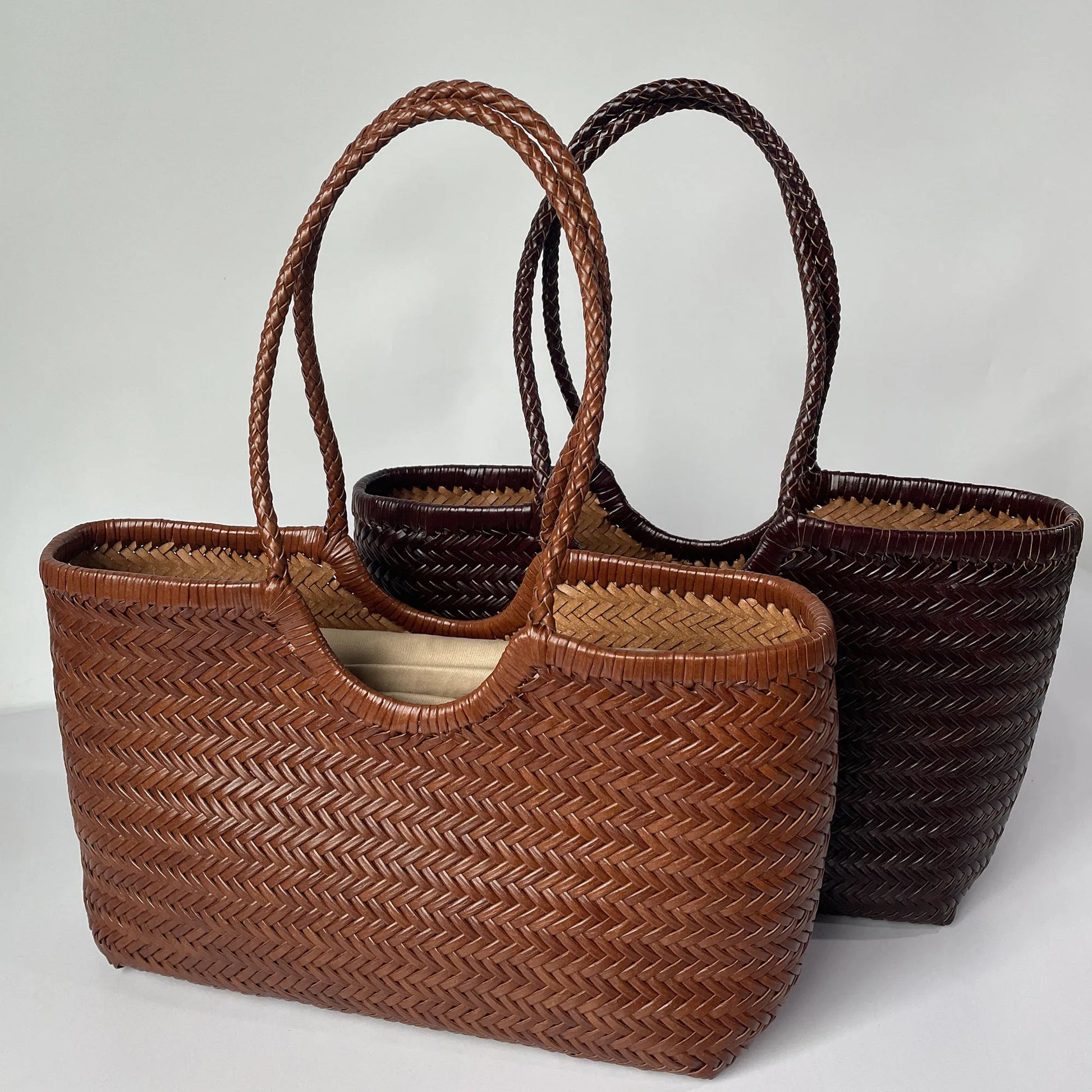 Kathy - Leather Woven Tote Bag - Samberule