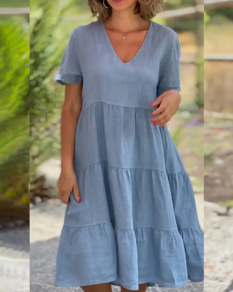Julie - Tiered V-Neck Dress - Samberule