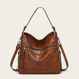 Maureen - Leather Slouchy Hobo Bag - Samberule