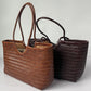 Kathy - Leather Woven Tote Bag - Samberule