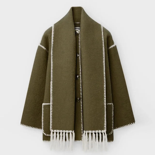 Lauren | Mélange woollen scarf jacket