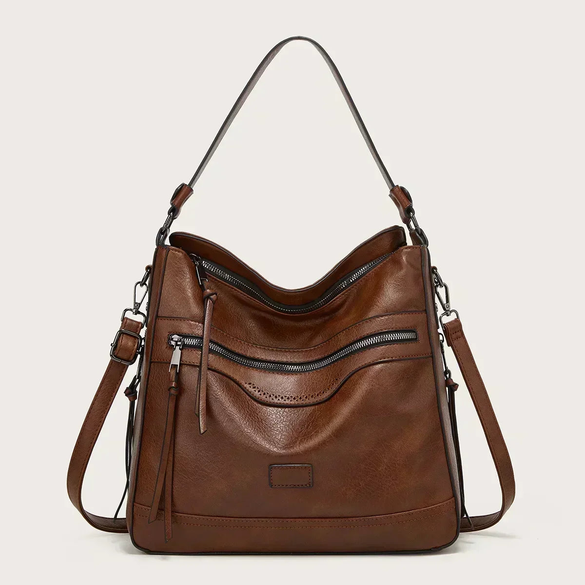 Maureen - Leather Slouchy Hobo Bag - Samberule