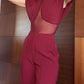 Burgundy patchwork sheer mesh top and trousers set