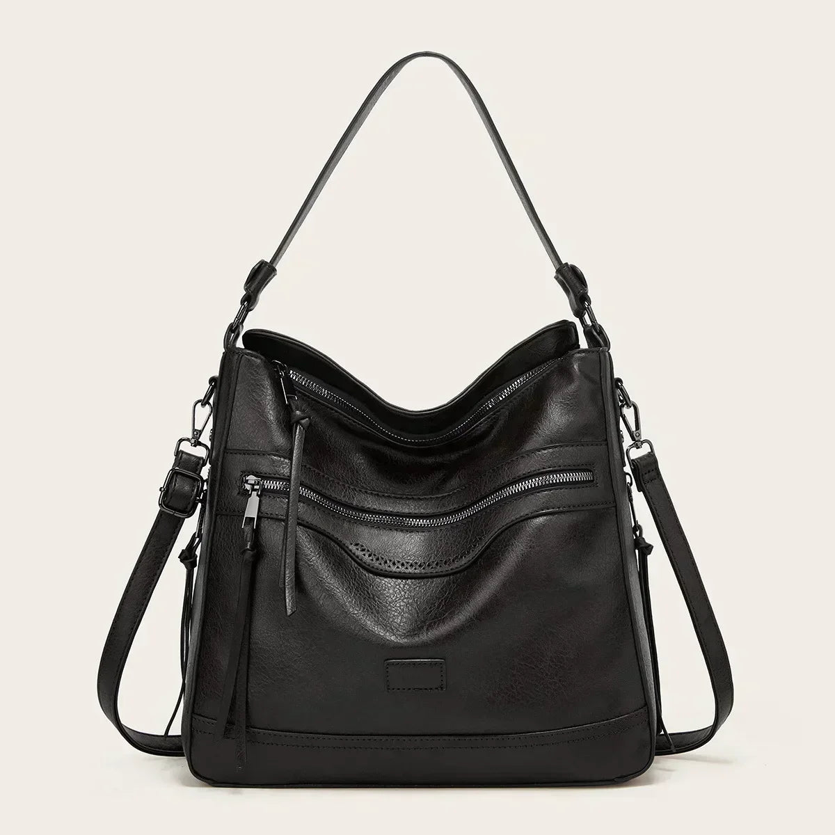 Maureen - Leather Slouchy Hobo Bag - Samberule
