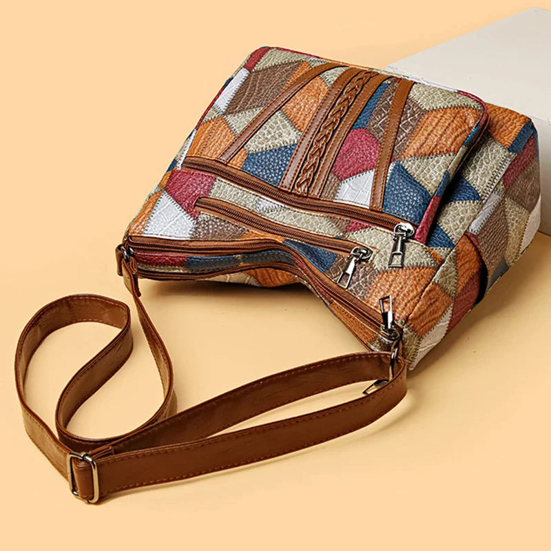 Pamela - Vegan Leather Patchwork Shoulder Bag - Samberule