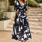 Ruby | Women’s Abstract Print Belted Midi Dress
