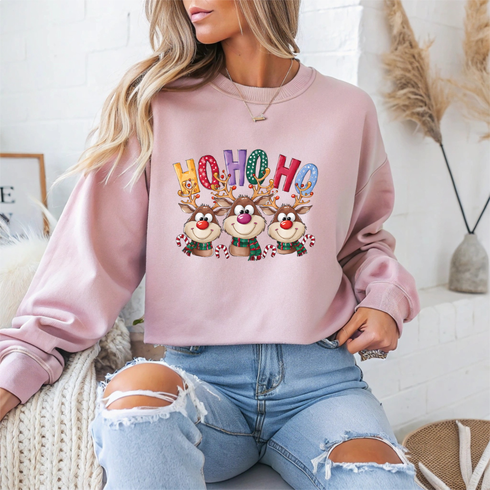 Ho Ho Ho Reindeer Christmas Crewneck Sweatshirt - Samberule