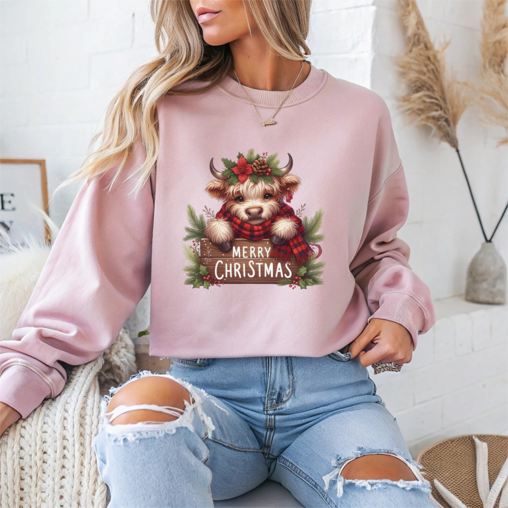 Merry Christmas Cow Christmas Sweatshirt Crewneck - Samberule