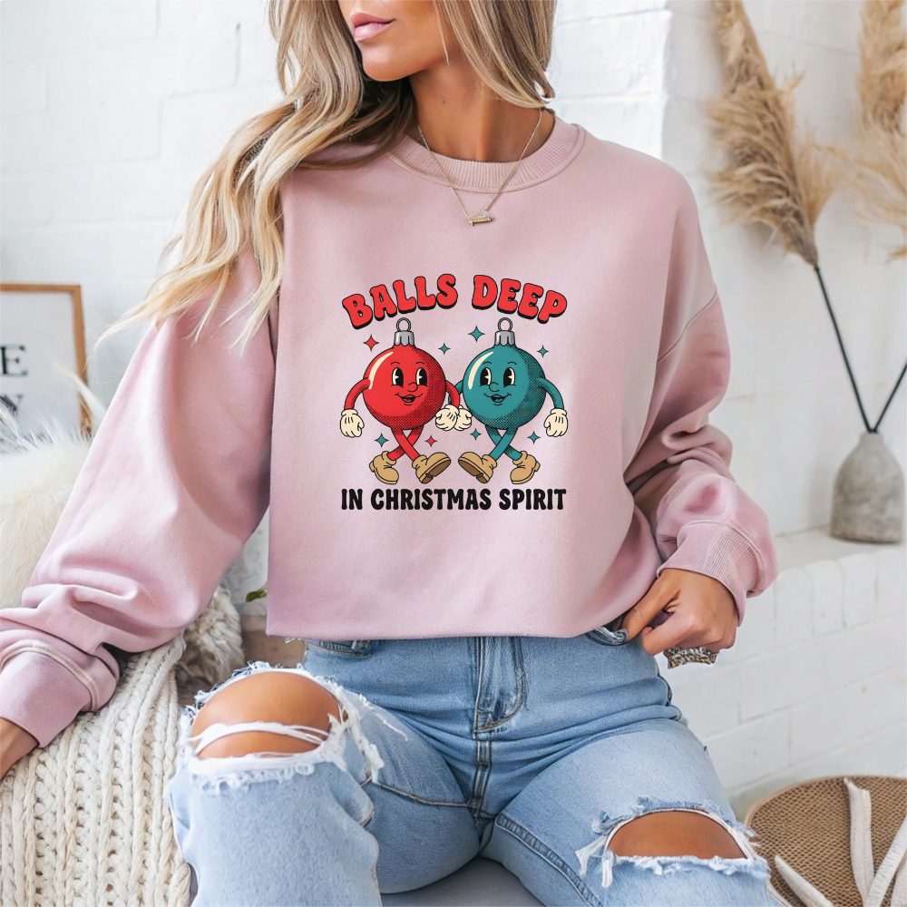 Balls Deep in Spirit Christmas Crewneck Sweatshirt - Samberule