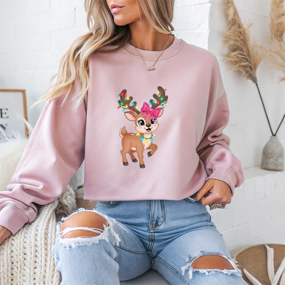 Cute Reindeer Christmas Crewneck Sweatshirt - Samberule