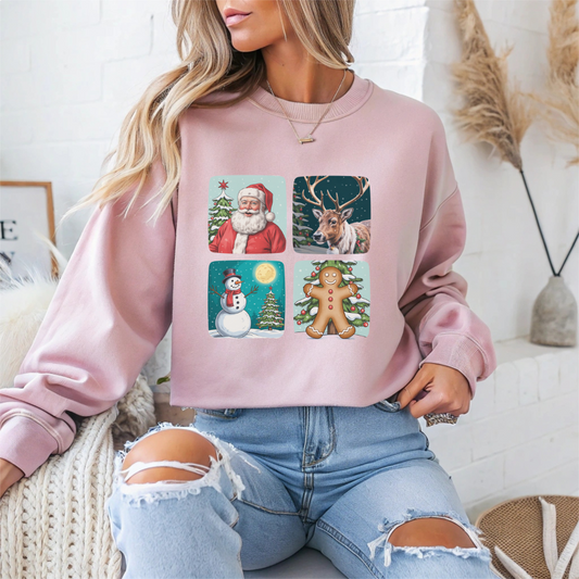 Santa, Reindeer, Snowman & Gingerbread Christmas Crewneck Sweatshirt - Samberule