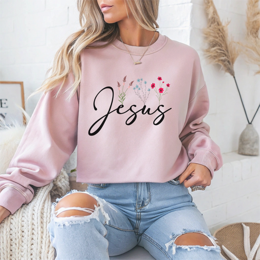 Jesus Floral Faith Crewneck Sweatshirt