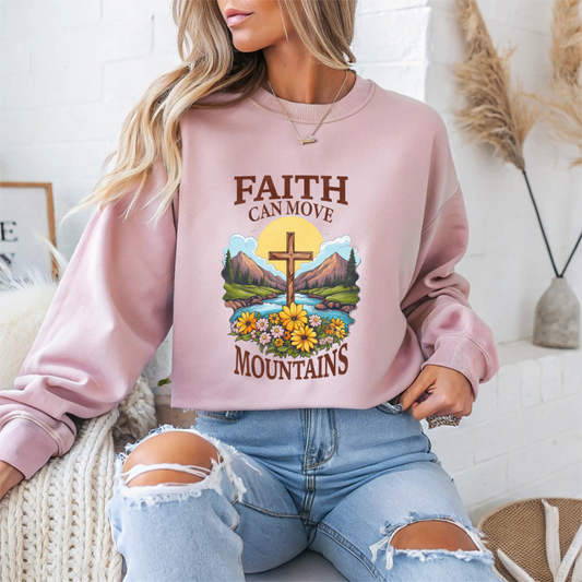 "Faith Can Move Mountains" Faith Crewneck Sweatshirt