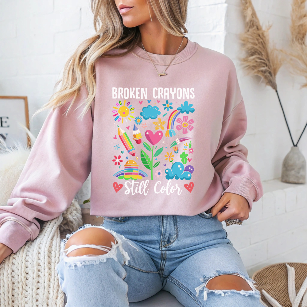Broken Crayons Still Color Mental Health Crewneck Sweatshirt