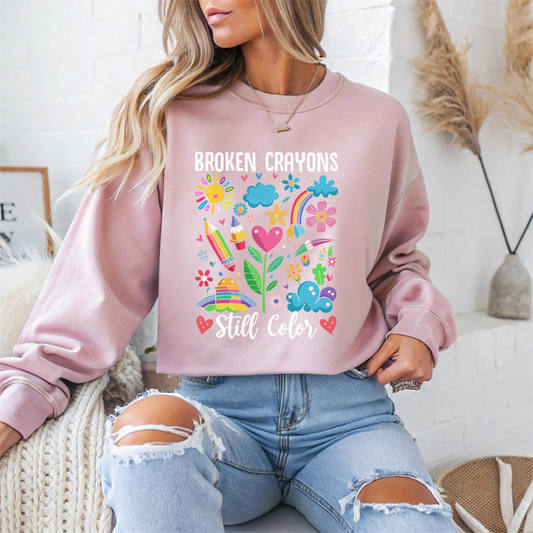 Broken Crayons Still Color Mental Health Crewneck Sweatshirt