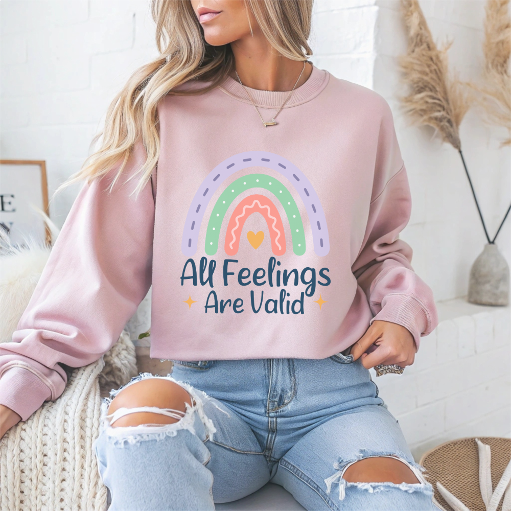 All Feelings Are Valid Mental Health Crewneck Sweatshirt