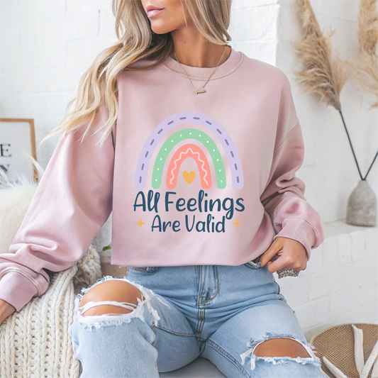 All Feelings Are Valid Mental Health Crewneck Sweatshirt