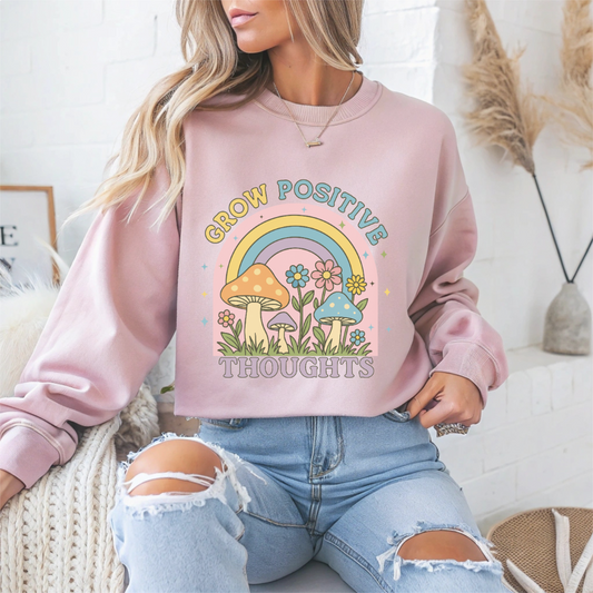 Grow Positive Thoughts Mental Health Crewneck Sweatshirt