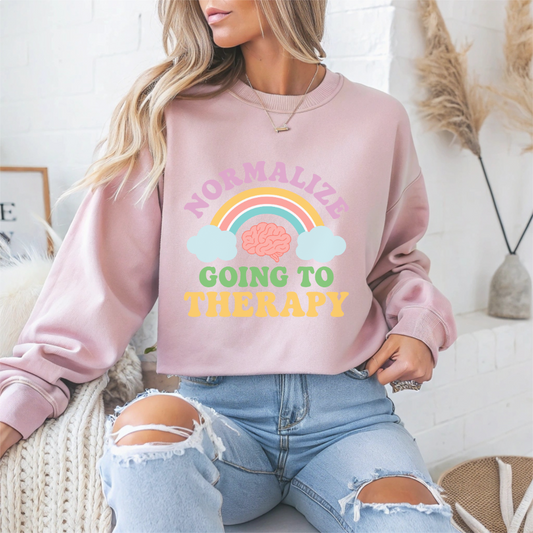 Normalize Going to Therapy Mental Health Crewneck Sweatshirt