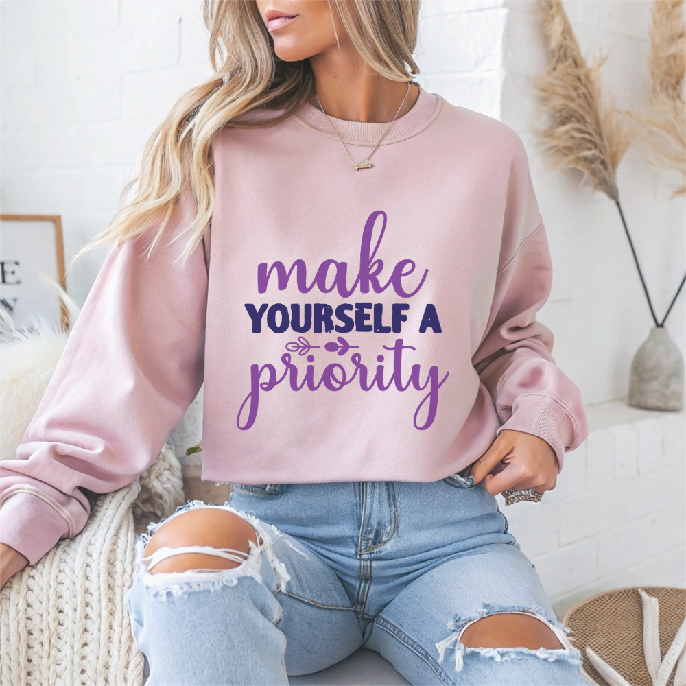Make Yourself a Priority Mental Health Crewneck Sweatshirt