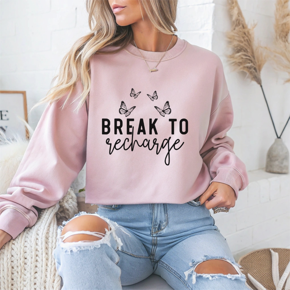 Break to Recharge Mental Health Crewneck Sweatshirt