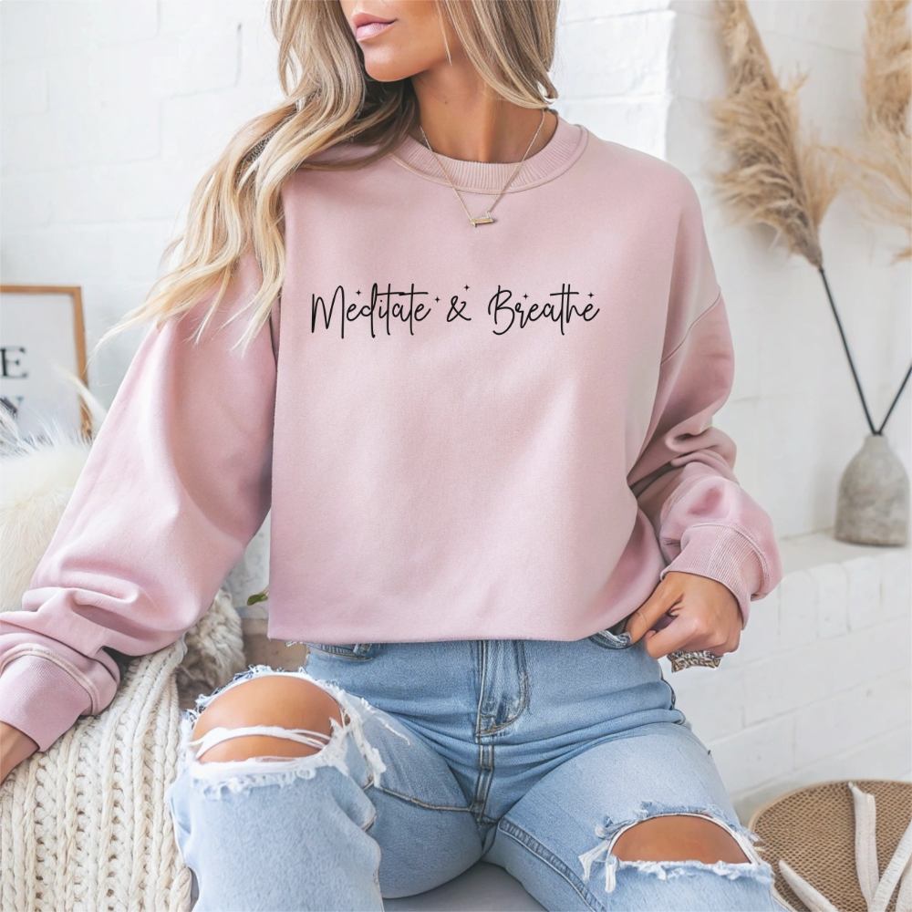 Meditate & Breathe Mental Health Crewneck Sweatshirt