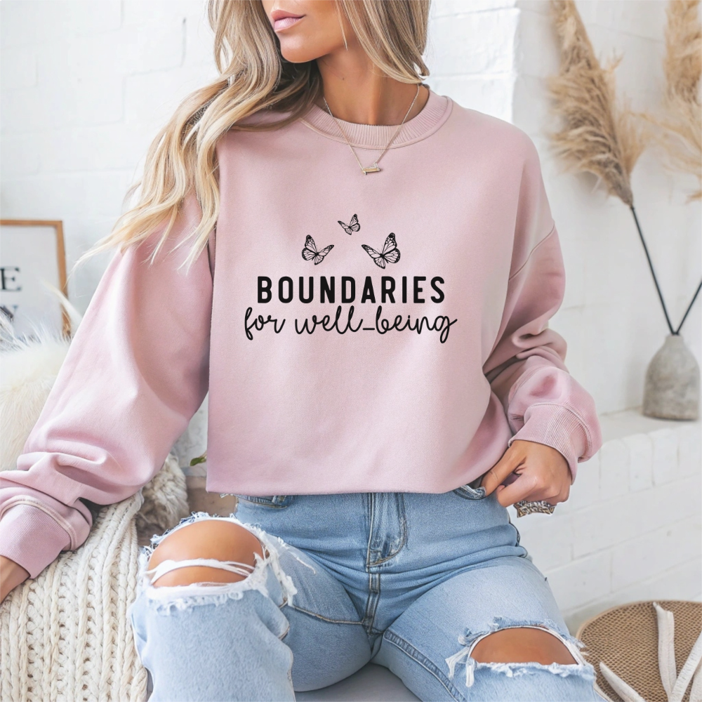 Boundaries for Well-Being Mental Health Crewneck Sweatshirt