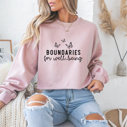 Boundaries for Well-Being Mental Health Crewneck Sweatshirt