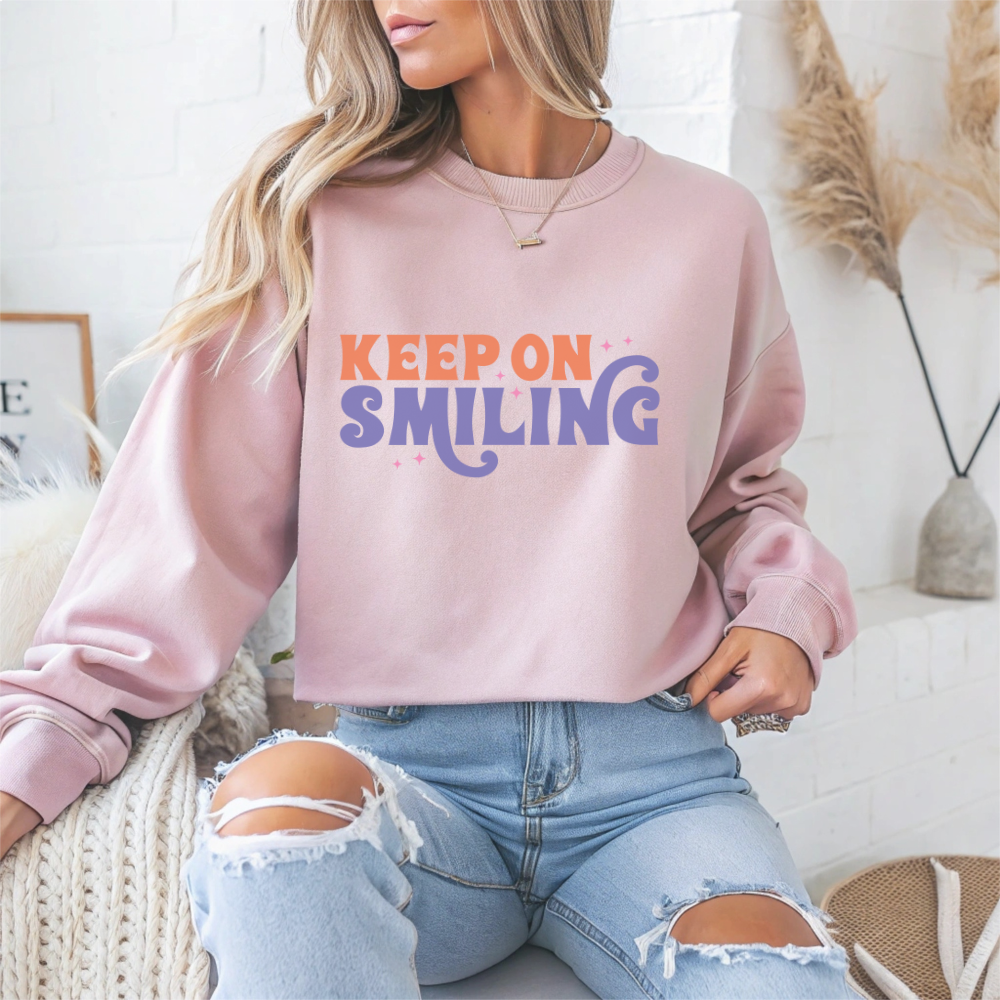 Keep On Smiling Motivational Crewneck Sweatshirt