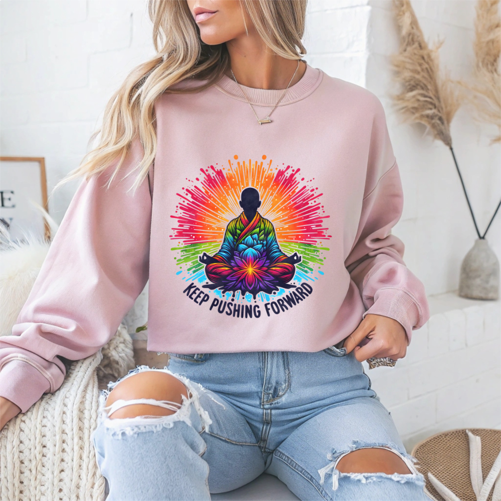 Keep Pushing Forward Motivational Crewneck Sweatshirt