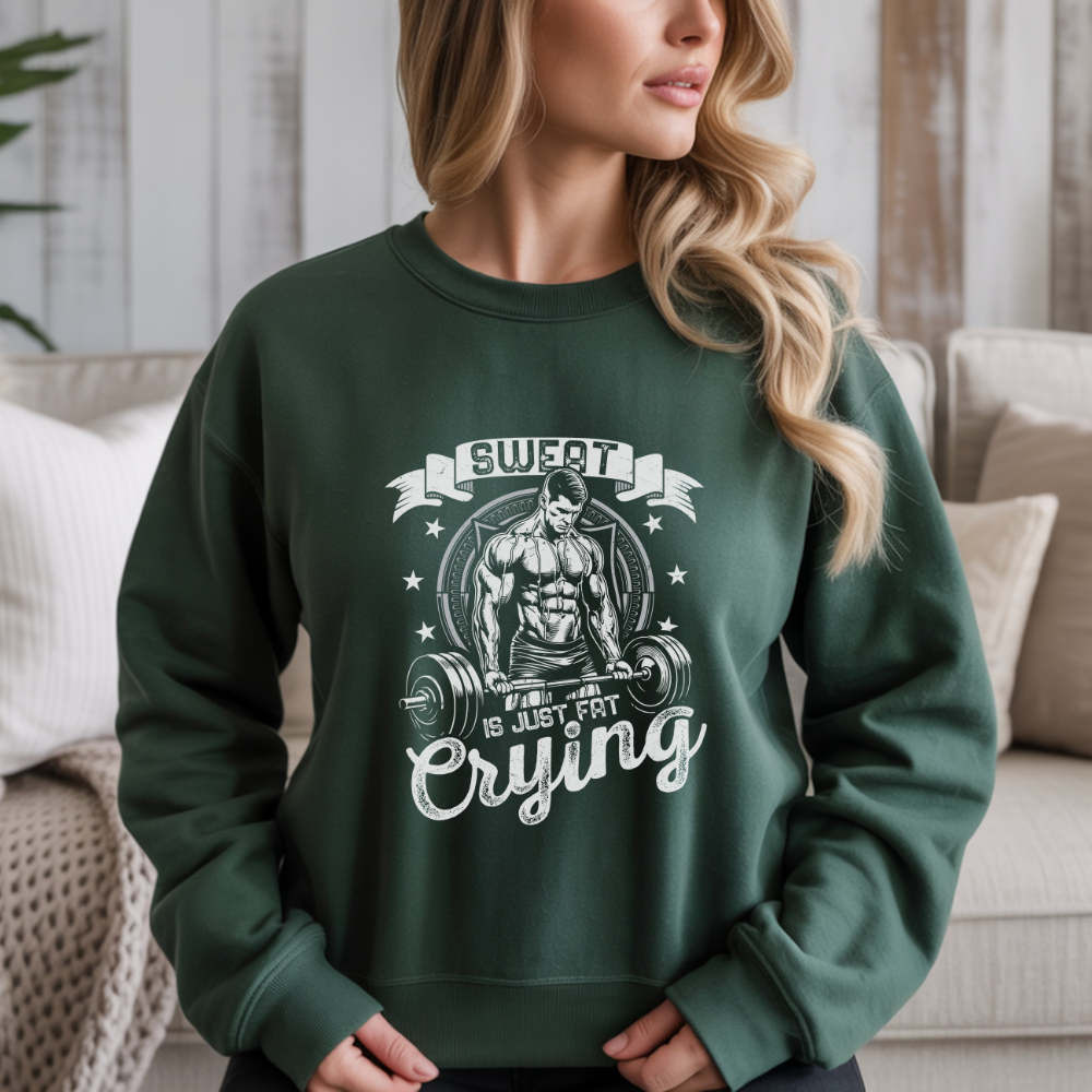 Sweet Is Fat Crying Gym Crewneck Sweatshirt