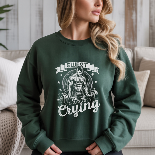 Sweet Is Fat Crying Gym Crewneck Sweatshirt