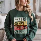 Eat Sleep Gym Repeat Gym Crewneck Sweatshirt
