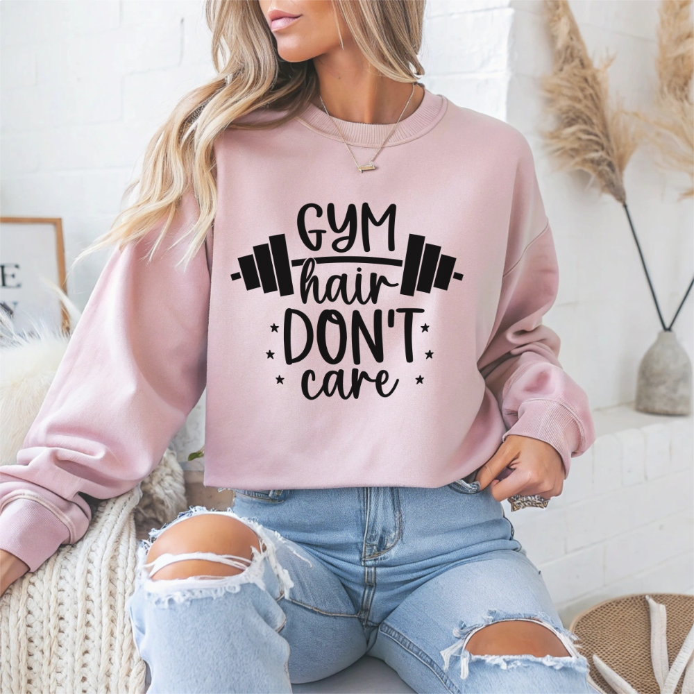 Gym Hair Don't Care Gym Crewneck Sweatshirt