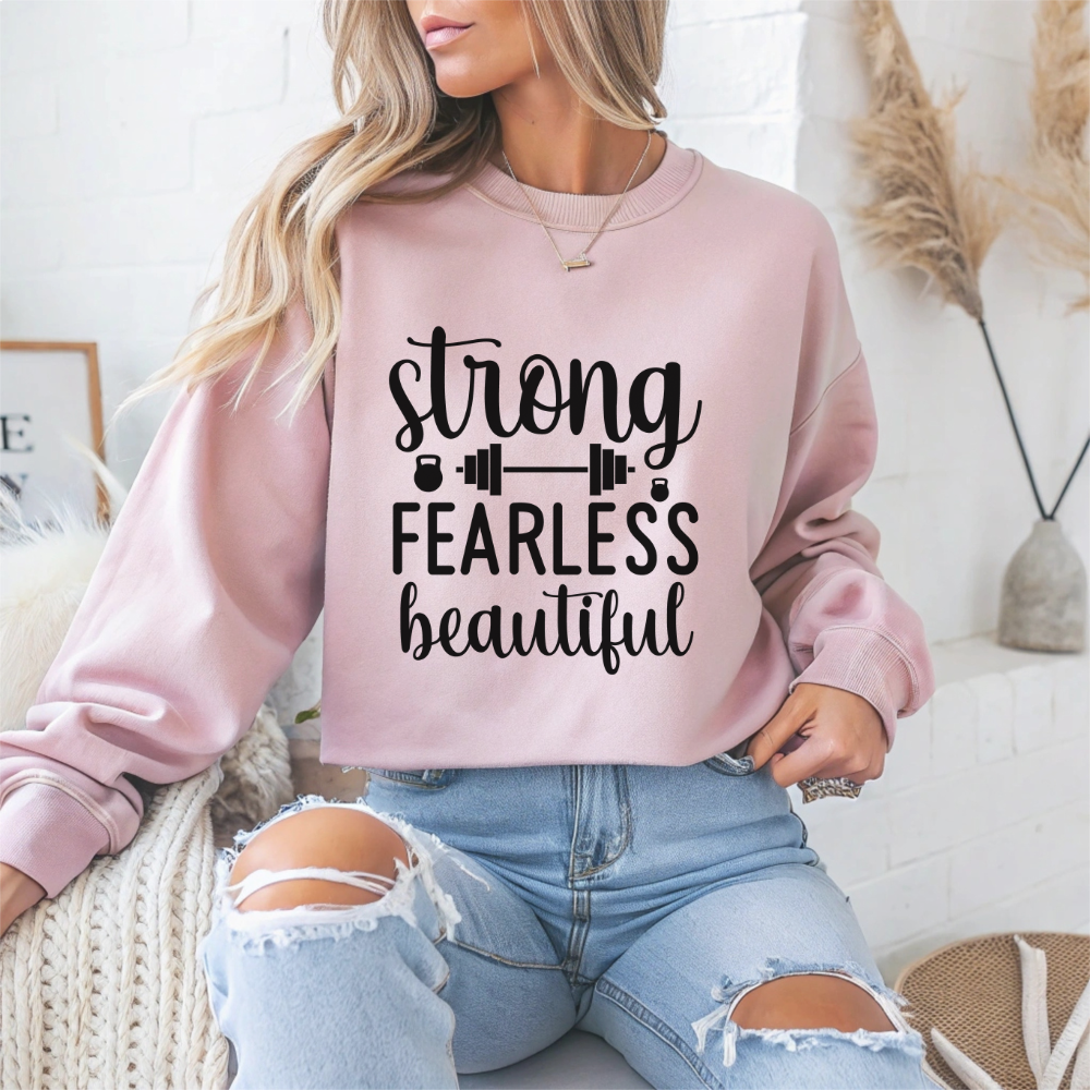 Strong Fearless Beautiful Strength Gym Crewneck Sweatshirt
