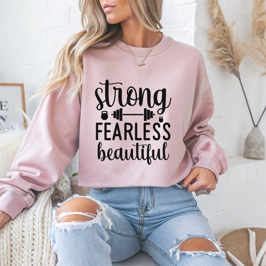 Strong Fearless Beautiful Strength Gym Crewneck Sweatshirt