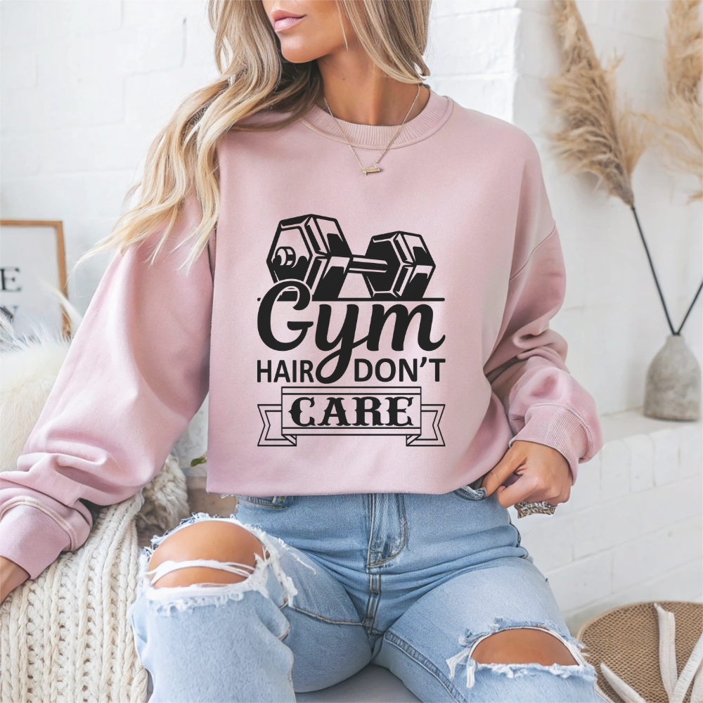 Gym Hair Don't Care Gym Crewneck Sweatshirt