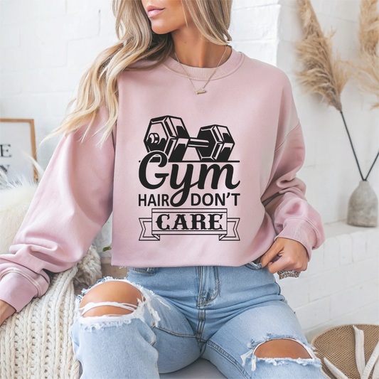 Gym Hair Don't Care Gym Crewneck Sweatshirt