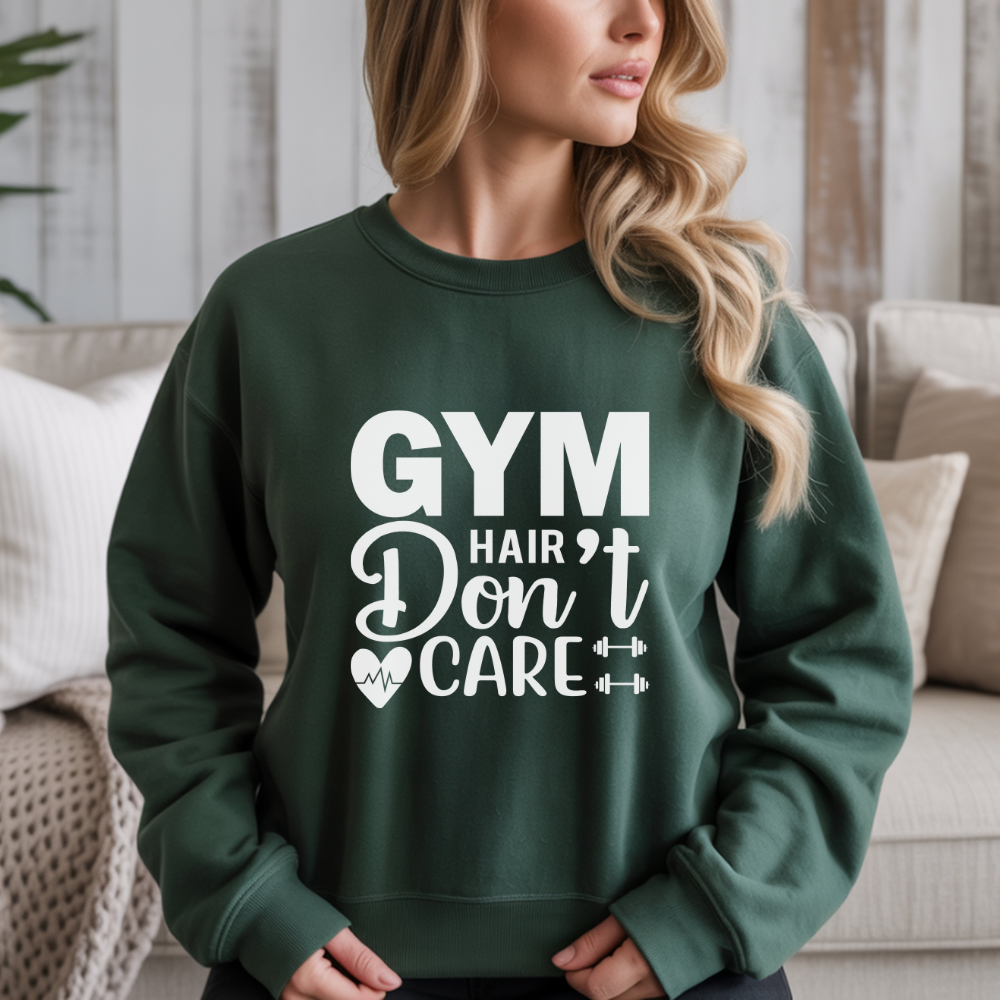 Gym Hair Don't Care Gym Crewneck Sweatshirt